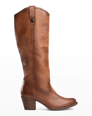 Jackie Leather Button Tall Western Booties