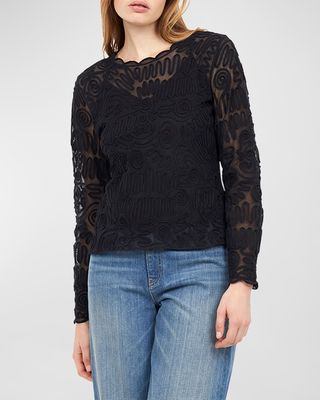 Jaclyn Embroidered Mesh Blouse
