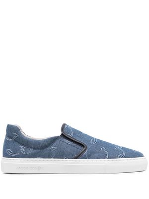 Jacob Cohen embroidered-logo denim sneakers - Blue