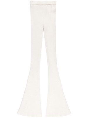 Jacob Lee ribbed cashmere flared trousers - White