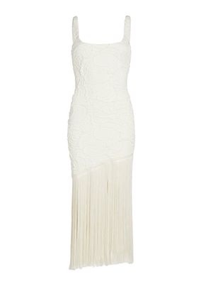 Jacquard & Fringe Midi-Dress