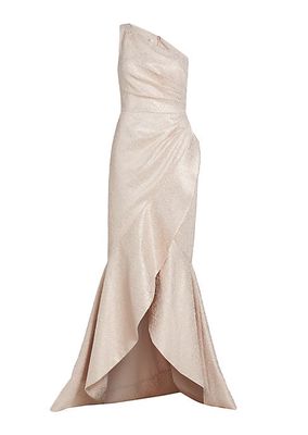 Jacquard Drape-Front Gown