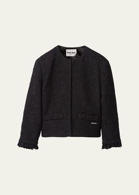 Jacquard Matelasse Boxy Cropped Jacket