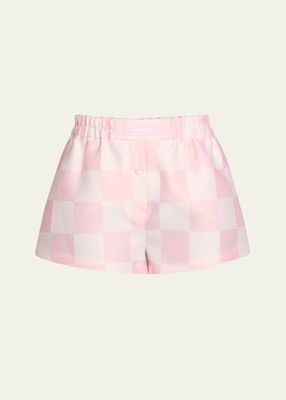 Jacquard Micro Checkerboard Silk Shorts
