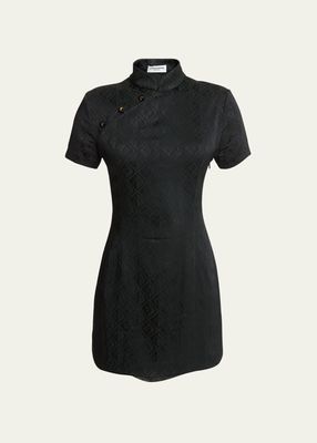 Jacquard Viscose Back Paneled Mini Dress