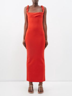 Jacquemus - Alca Twisted-strap Ribbed-knit Maxi Dress - Womens - Bright Red