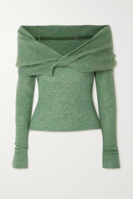 Jacquemus - Ascua Off-the-shoulder Knitted Sweater - Green