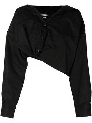 Jacquemus asymmetric cropped shirt - Black