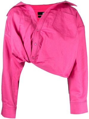 Jacquemus asymmetric cropped shirt - Pink