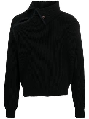 Jacquemus asymmetric ribbed-knit jumper - Black