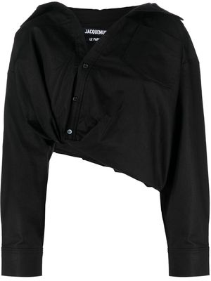 Jacquemus asymmetric ruched shirt - Black