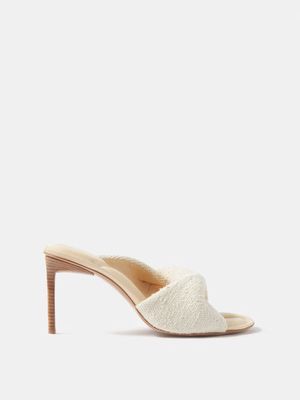 Jacquemus - Bagnu Twisted-strap Cotton And Leather Mules - Womens - Off White