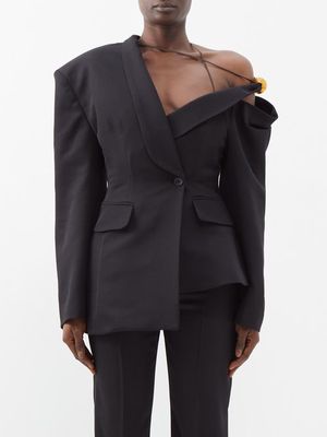 Jacquemus - Baska Off-the-shoulder Wool Jacket - Womens - Black