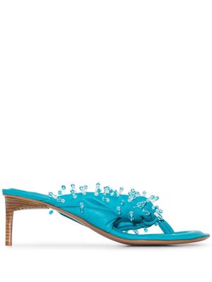 Jacquemus bead-embellished 70mm heeled sandals - Blue