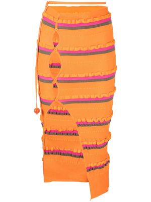 Jacquemus buttoned ribbed-knit skirt - Orange