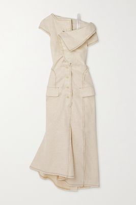 Jacquemus - Camargue Asymmetric Linen And Silk-blend Maxi Dress - Ecru