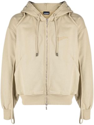 Jacquemus Clay organic-cotton zip hoodie - Neutrals