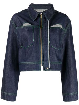 Jacquemus contrast-stitch detail denim jacket - Blue