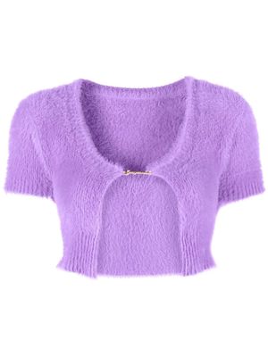 Jacquemus cropped knitted cardigan - Purple