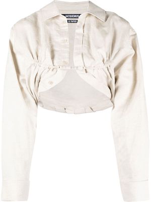 Jacquemus cropped long-sleeve blouse - Neutrals