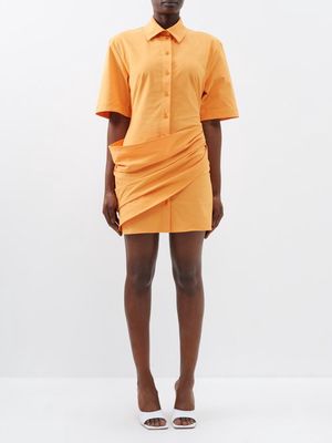 Jacquemus - Cutout Drape-waist Shirt Dress - Womens - Orange