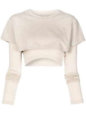 Jacquemus double-layer cropped T-shirt - Brown