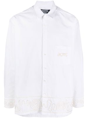 Jacquemus embroidered design long-sleeve shirt - White