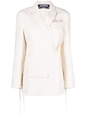 Jacquemus embroidered double-breasted blazer - Neutrals