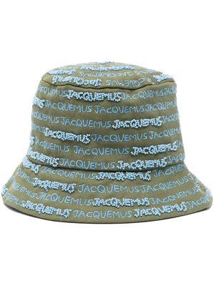 Jacquemus embroidered-logo bucket hat - Green