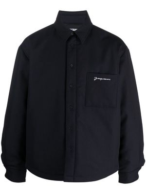 Jacquemus embroidered-logo button-fastening jacket - Blue