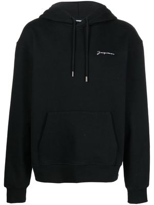 Jacquemus embroidered-logo detail hoodie - Black
