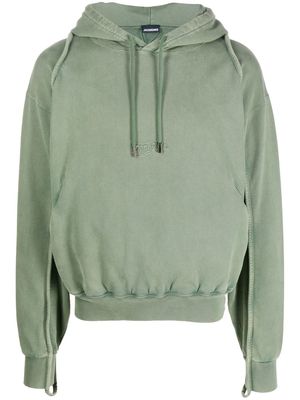 Jacquemus embroidered-logo drawstring hoodie - Green