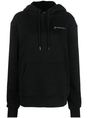 Jacquemus embroidered logo hooded sweatshirt - Black