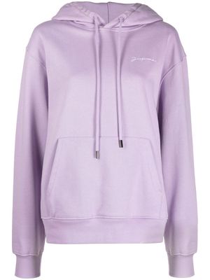 Jacquemus embroidered logo hooded sweatshirt - Purple