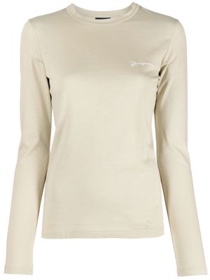 Jacquemus embroidered logo long-sleeve T-shirt - Neutrals