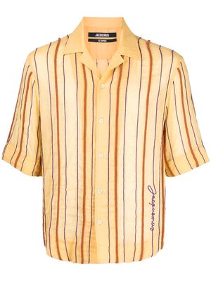 Jacquemus embroidered-logo striped shirt - Yellow