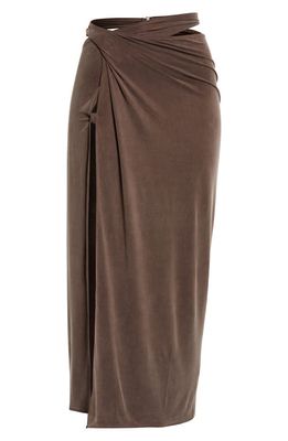 Jacquemus Esphelho Cutout Twist Detail Stretch Cupro Skirt in 850 Brown