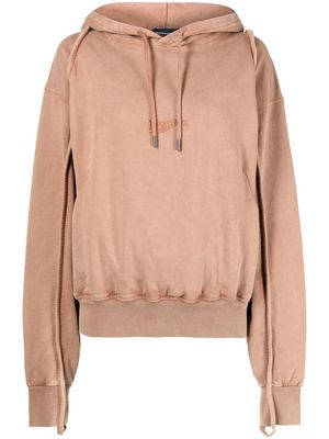 Jacquemus faded-effect logo-embroidered hoodie - Brown