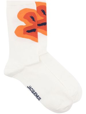 Jacquemus floral-pattern ankle socks - White