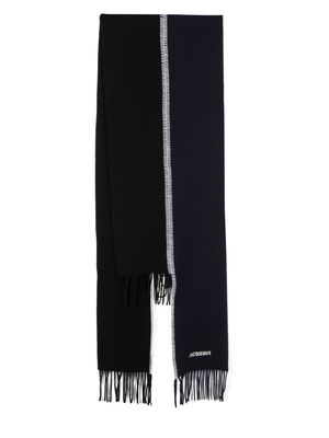 Jacquemus fringed knitted scarf - Black