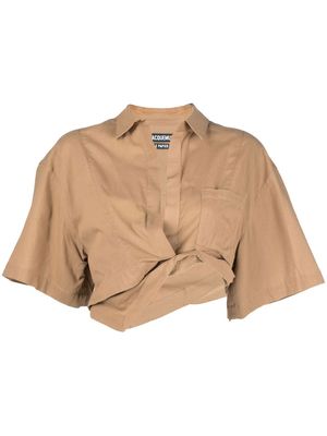Jacquemus gathered cropped cotton shirt - Neutrals