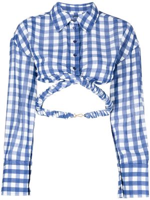 Jacquemus gingham cropped blouse - Blue