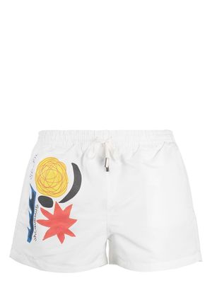 Jacquemus graphic-print swim shorts - White