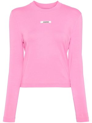 Jacquemus grosgrain-logo long-sleeve T-shirt - Pink