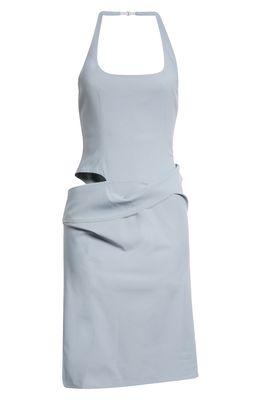 Jacquemus Hielo Cutout Stretch Wool Halter Neck Minidress in Light Blue Jacquemus Hielo Cutout Stretch Wool Halter Neck Minidress in Light Blue