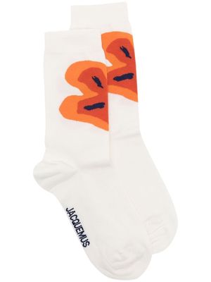 Jacquemus intarsia-knit ankle socks - White
