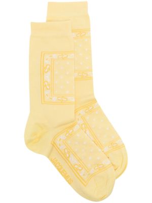 Jacquemus intarsia-knit logo socks - Yellow
