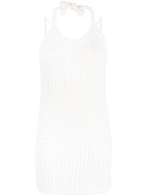 Jacquemus knitted halterneck mini dress - White