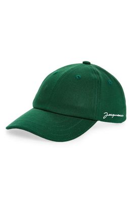 Jacquemus La Casquette Embroidered Logo Adjustable Baseball Cap in Green