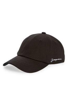 Jacquemus La Casquette Logo Adjustable Baseball Cap in Black